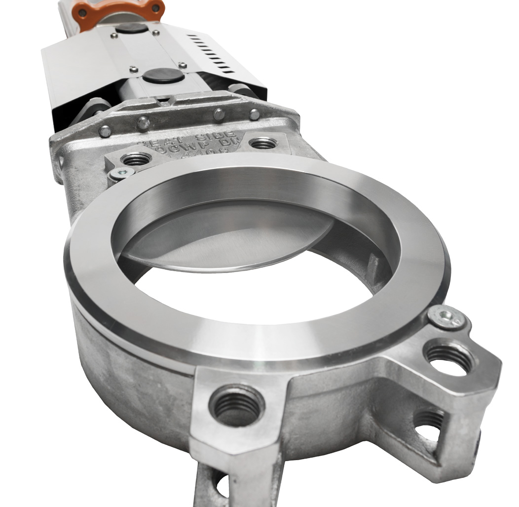 Knife gate valve MV close-up
