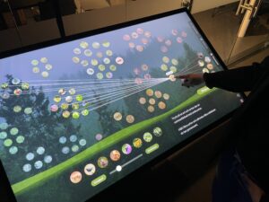 Person pekar på skärm som visar skogen och allt som finns där